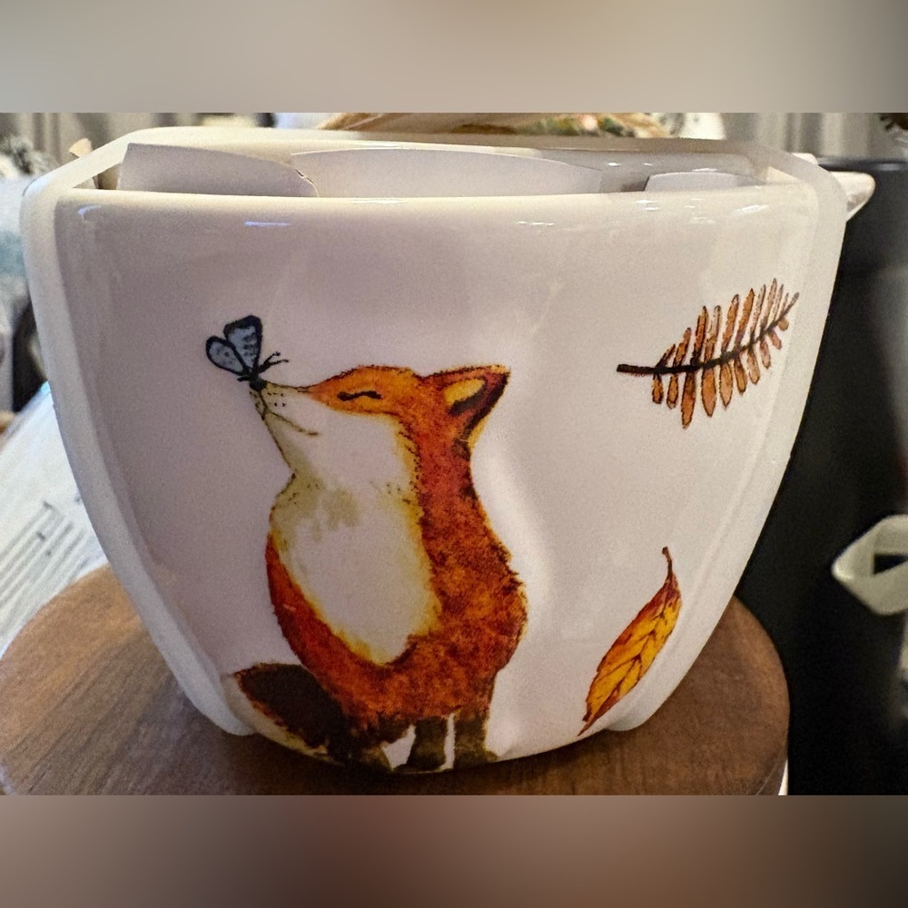 Rae Dunn White Ceramic Measuring Cups with Fox and Butterfly